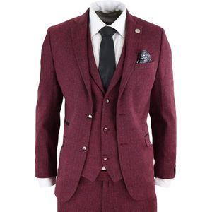 Heren - 3-delig - Wijnvisgraatwol - Tweed Pak