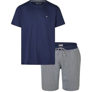 Phil & Co Heren shortama korte pyjama set palm blauw