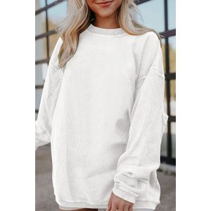 Geribbelde Crew Neck Langemouwen Sweater