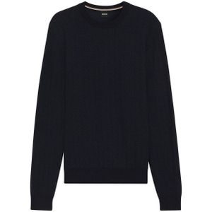 BOSS - Trui - Scheerwol en Katoen - Visgraatstructuur