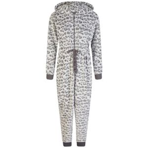 By Louise - Huispak Onesie - Grijs - Fleece - Panterprint