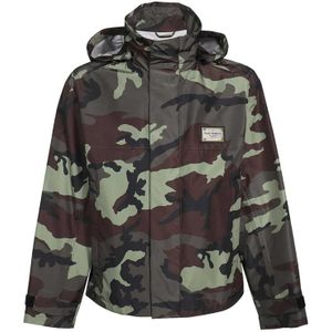 Dolce & Gabbana - Camouflage Jack - Groen - Heren - Polyester - Met Afneembare Capuchon