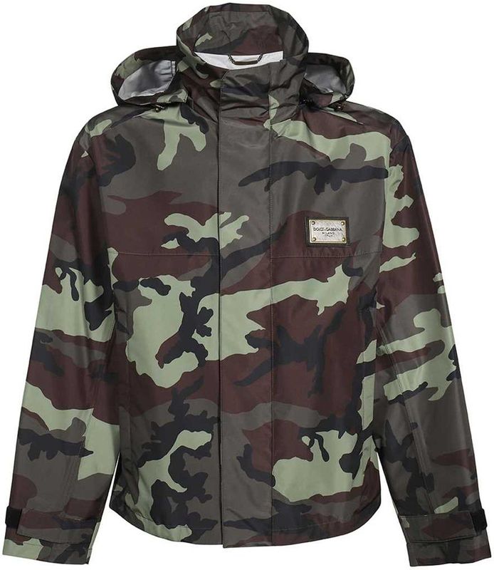 Dolce & Gabbana - Camouflage Jack - Groen - Heren - Polyester - Met Afneembare Capuchon