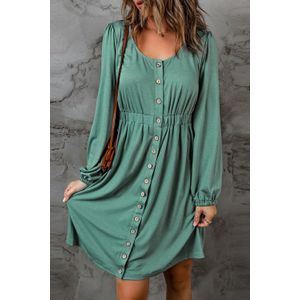 Langere Mouw Mini Jurk Met Elastische Taille