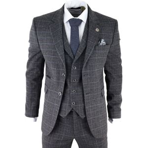 Heren - Grijs - 3-delige Tweed Pak - Aangepast Fit - Peaky Blinders 1920s Gatsby
