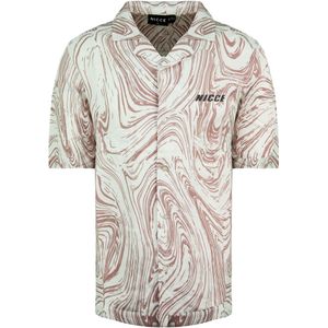 Nicce - Korte Mouw Bedrukt - Heren Overhemd - Ash Roze Wit - 211 1 07 02 0338