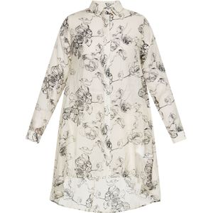 Dreimaster - Blouse - Zwart en Wit - Lange Mouwen - Chiffon