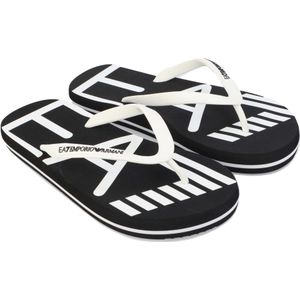EA7unisex. XCQ004_XK196 Rubberen teenslippers met zwart logo (35), Plat, Geen, Casual, Strandkleding