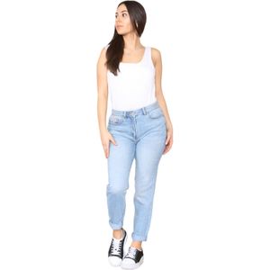 M&Co - Mom Jeans - Lichtblauw - Hoge Taille - Taps Toelopende Rechte Pijpen
