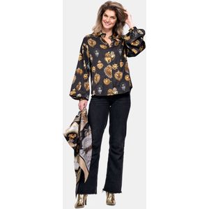 Mucho Gusto Blouse dozza zwart met gouden harten