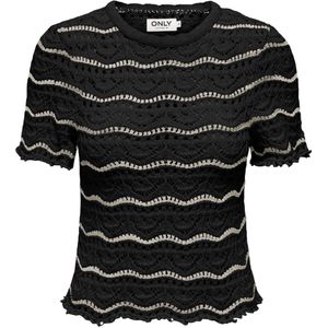 Only Onlannasofia life ss stripe o-neck knt black/birch