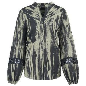 Jacqueline de Yong - Evia Blouse - Mystic Green - Met Grafische Print - Ballonmouwen