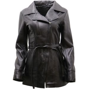 Dames - Leren Bikerjack - Okehampton - Slim Fit - MD-lengte