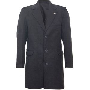 Heren - Slim-fit Overjas - Houtskoolwollen - Premium - Met Zijzakken