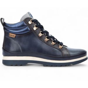 Pikolinos Dames Blauwe Leren Enkellaarsjes - Vigo