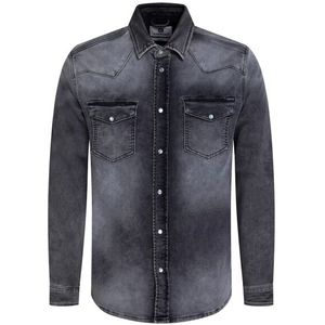 Gabbiano - Heren Overhemd - Jogg Denim - 204 Dark Grey