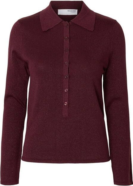 Gebreide Polo - Metallic - Lange Mouwen - Slim Fit