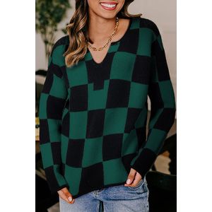 Geverfd V-hals Gebreide Trui