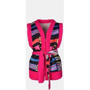 Mucho Gusto - Gilet Teddy - Roze - Omkeerbare Riem Print