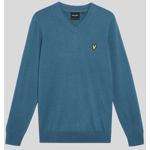 Lyle & Scott - Katoenen Merino V-Hals Trui - Blauw