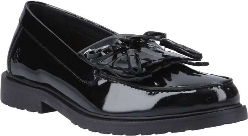 Hush Puppies Verity Kiltie Leren Dames Zwarte Instappers