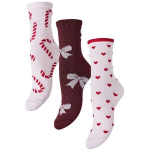 Pieces Dames kerst sokken pcjingle glitter 3-pack roze