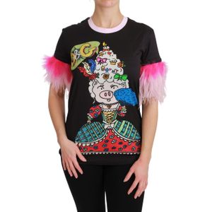 Dolce & Gabbana - TSH4555 Wo - T-shirt - Zwart - Crewneck - Korte Mouwen