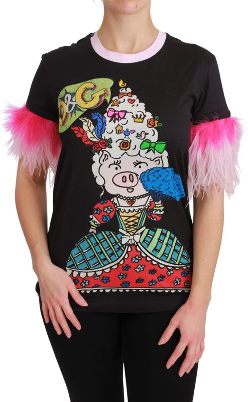 Dolce & Gabbana - TSH4555 Wo - T-shirt - Zwart - Crewneck - Korte Mouwen