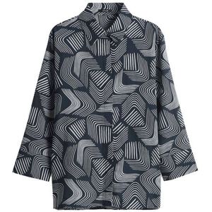 Opus - Blouse - Donkerblauw - Met Witte Streepjesprint