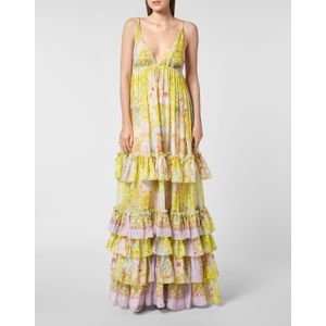 Philipp Plein - Long Dress New Baroque - Veelkleurig - Maxi-jurk - Zijde Chiffon