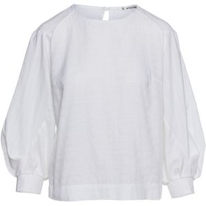 Conquista - Jacquard Top - Wit - Bisschopmouwen