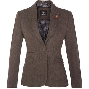 Dames Tweed jaren 1920 visgraatbruine blazer