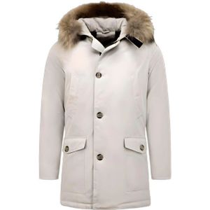 Enos - Winterjas Parka - Beige - Echte Bontkraag