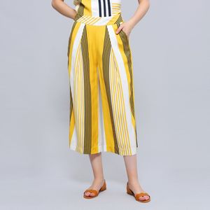 Capri Broeken - Stripe Print Vouw - Ademend - 85 cm