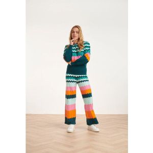 Smashed Lemon - 24608 - Capri Broek - Mix van Roze, Oranje, Turquoise en Teal - Zig-zag Gebreid
