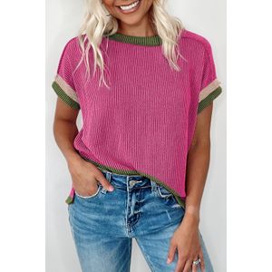 Geribbelde Trui met Contrastafwerking