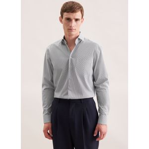 Seidensticker - 845524 - Chemise - Blauw - Manches Longues - Coupe Droite