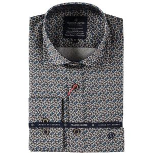 Fellows United - Lange Mouw Overhemd - Blauw - Katoen - Modern Fit