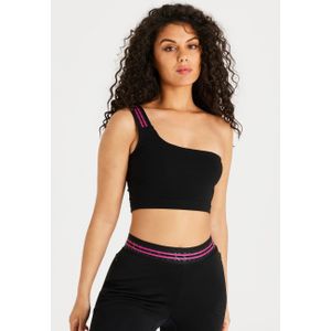 SikSilk - Tape One Shoulder Cropped Bralette - Zwart