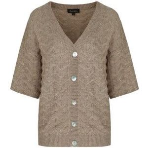 G-Maxx - Gebreid Damesvest - Taupe - Katoenmix
