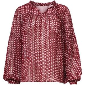 Smashed Lemon Bordeaux en babyroze geometrische geprint blouse |