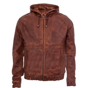 Leren Bikerjack - Met Rits en Capuchon