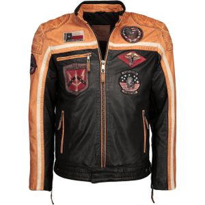 TOP GUN - Tussenjas - Abrikoos/Zwart - Bikerjack - Licht Gevoerd