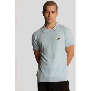 Lyle & Scott - Haringbone - Gebreide Poloshirt - Lichtblauw