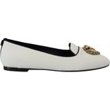 Dolce & Gabbana - Loafers - Wit - Elegante Loafers met Gouden Hartdetail