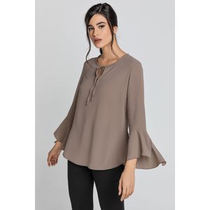 Conquista - Flounce Sleeve Top - IJzerbruin - Losjes Vallend