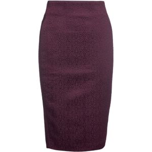 Bordeauxrode Kokerrok - Brokaat - Midi-lengte