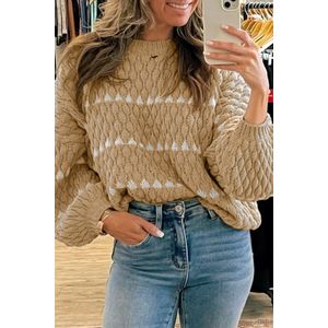 Geprinte Gebreide Trui met Lange Mouwen