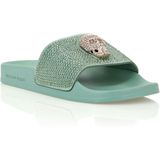Philipp Plein - Sandalen Flat Skull with Crystals - Groen - Dames