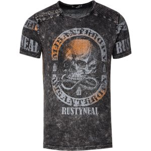 Rusty Neal - T-shirt - Gewassen - Doodshoofdprint